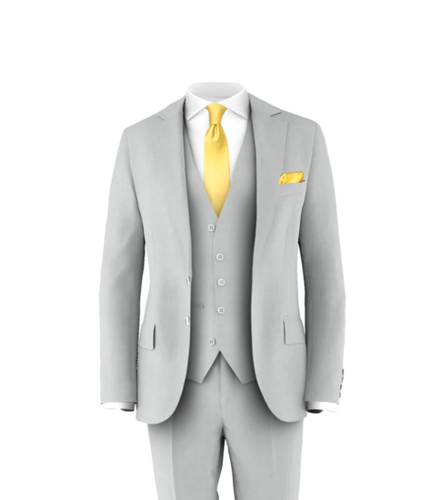 Silver Suit & Light Gold Tie | Men's Suits & Tuxedos | Grooms Club Silver Suit & Light Gold Tie | Men's Suits & Tuxedos | Grooms Club