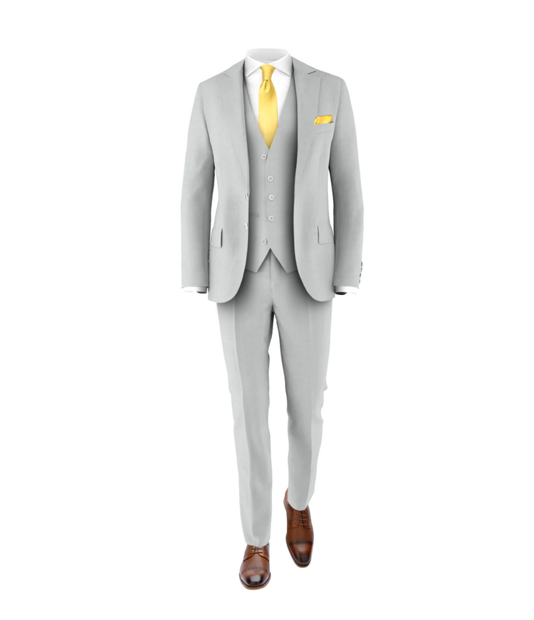 Silver Suit & Light Gold Tie | Men's Suits & Tuxedos | Grooms Club Silver Suit & Light Gold Tie | Men's Suits & Tuxedos | Grooms Club