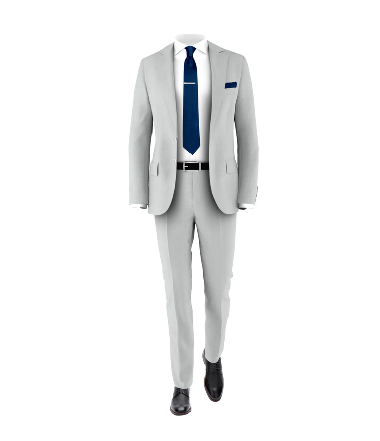 Silver Suit Navy Tie