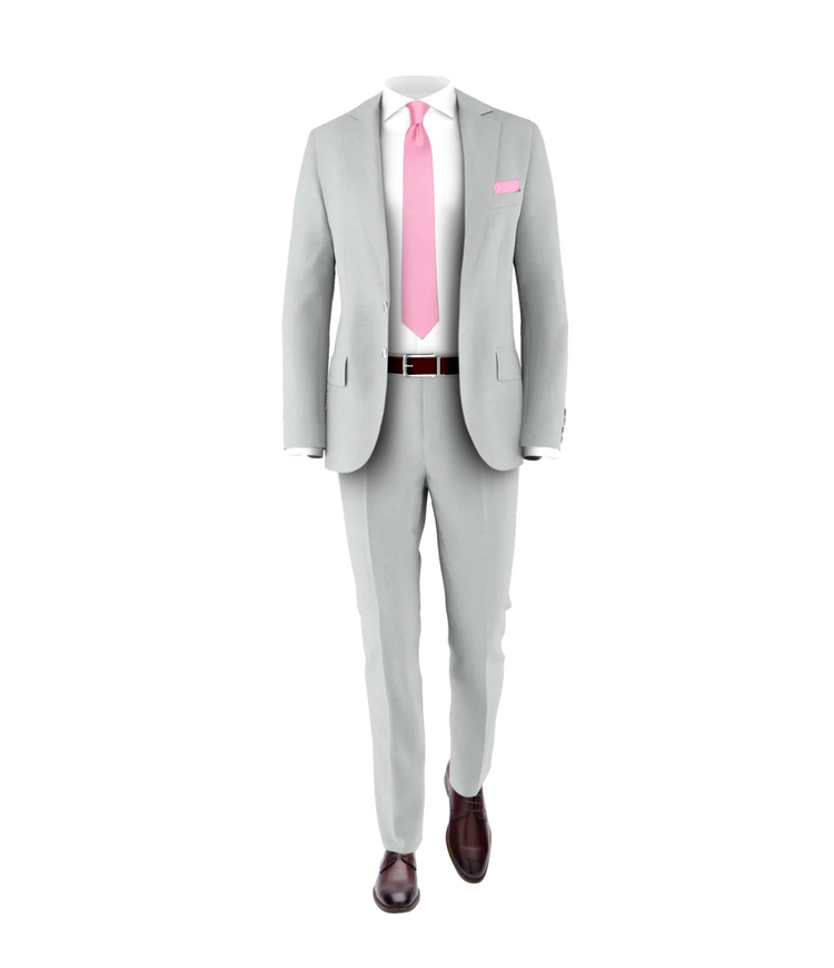 Silver Suit Pink Tie