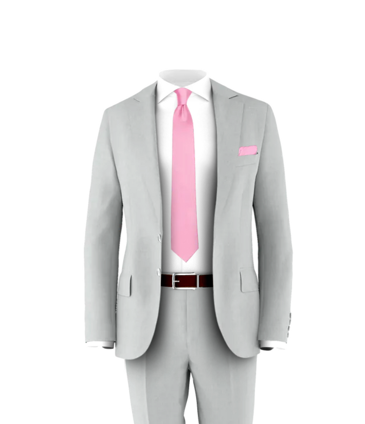 Silver Suit Pink Tie