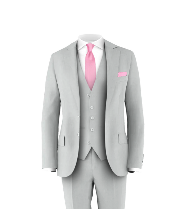 Silver Suit Pink Tie