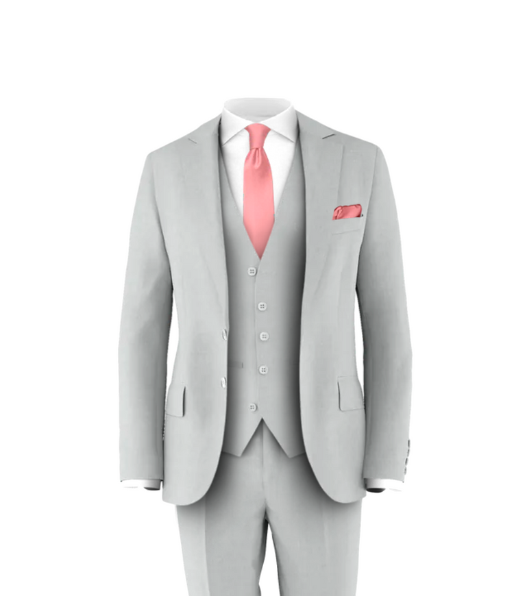 Silver Suit Rose Tie