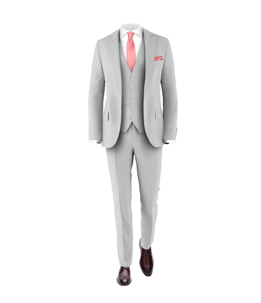 Silver Suit Rose Tie