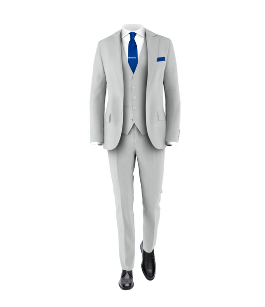 Silver Suit Royal Blue Tie