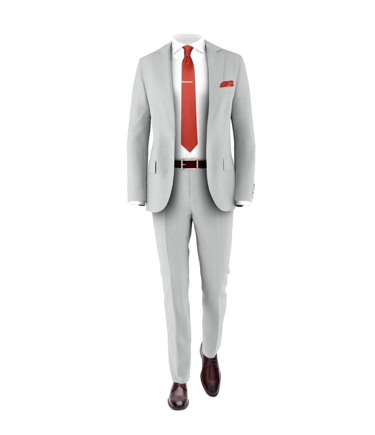 Silver Suit Rust Tie