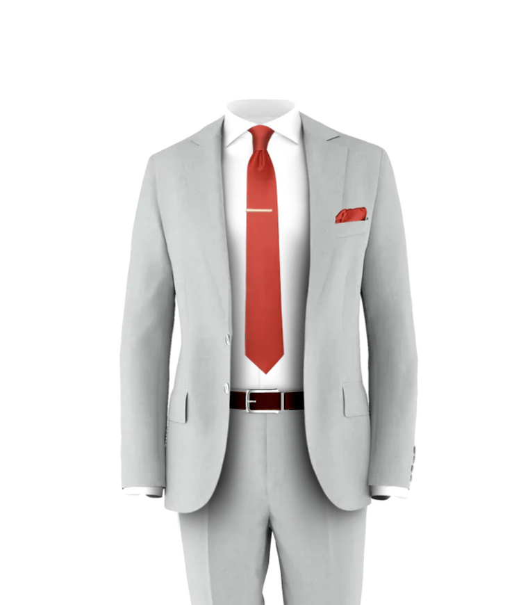 Silver Suit Rust Tie