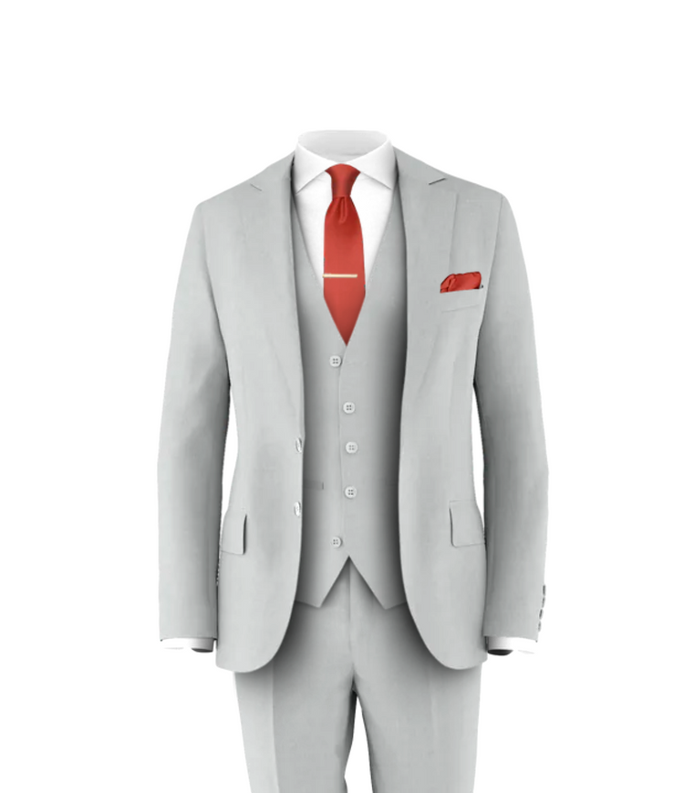 Silver Suit Rust Tie