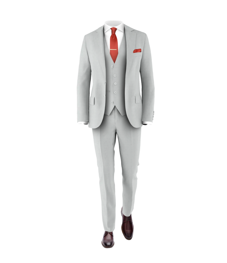 Silver Suit Rust Tie