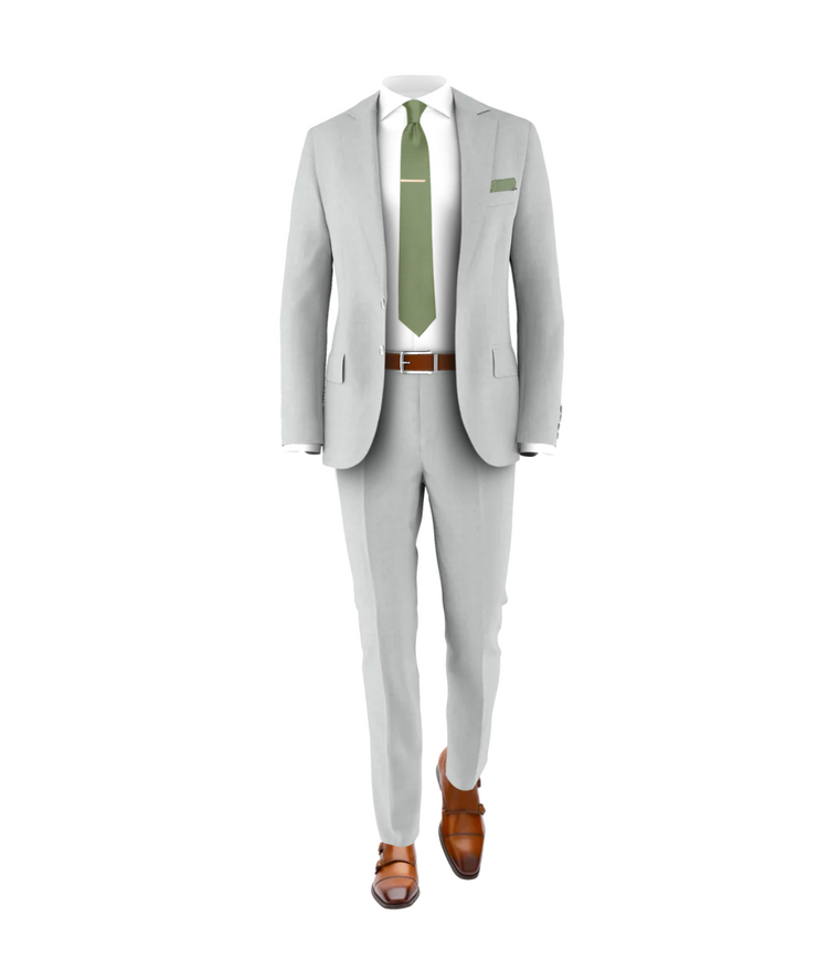 Silver Suit Sage Tie