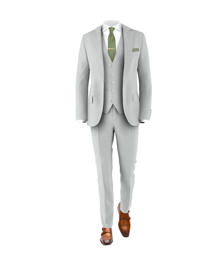 Silver Suit Sage Tie