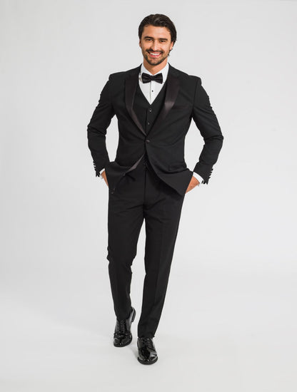 Groom The Black Tux Fitting Black Peak Lapel Tux Black By Vera