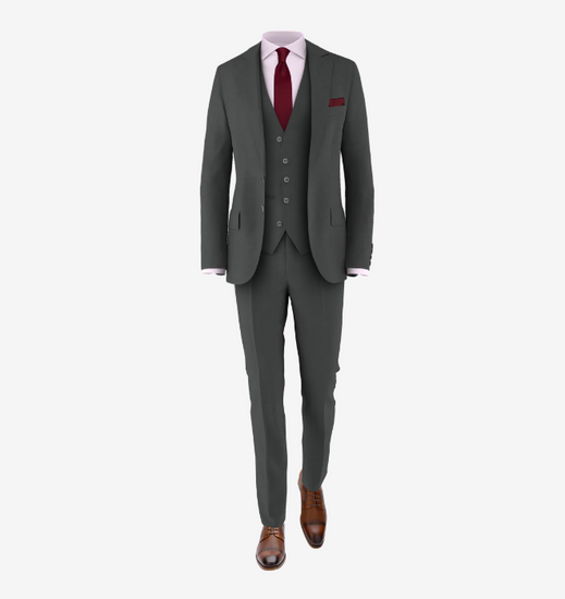 grey suit burgundy tie