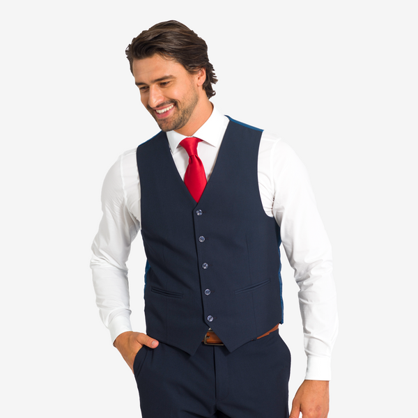 mens navy blue dress vest Heathered Navy Suit Vest