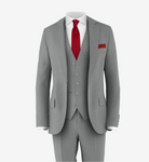 grey suit red tie