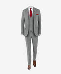 grey suit red tie