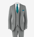 grey suit teal tie