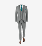 grey suit teal tie