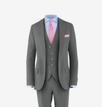 grey suit pink tie