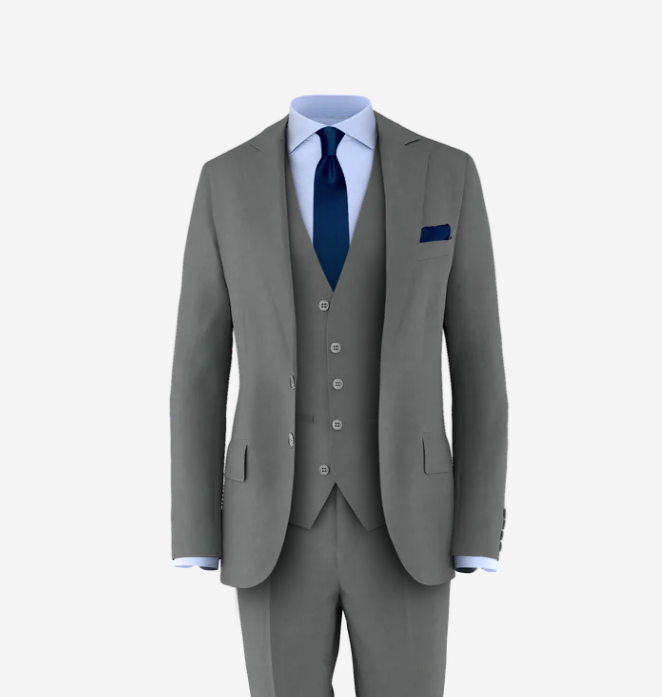 grey suit navy tie