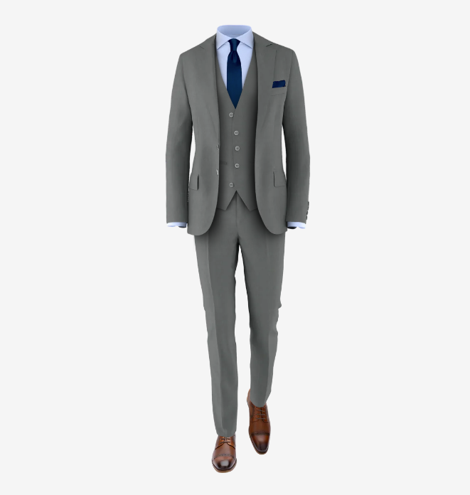 grey suit navy tie