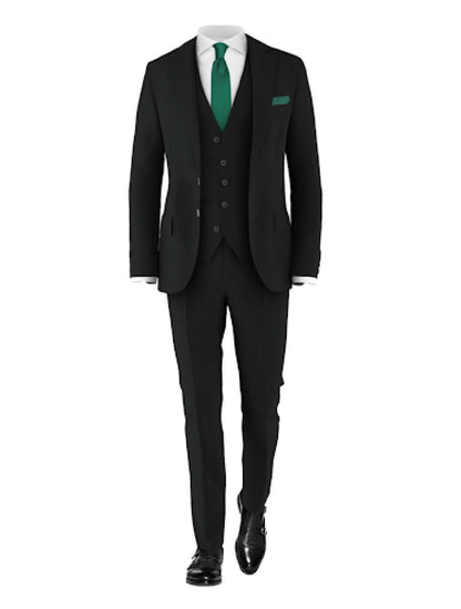 black suit teal tie