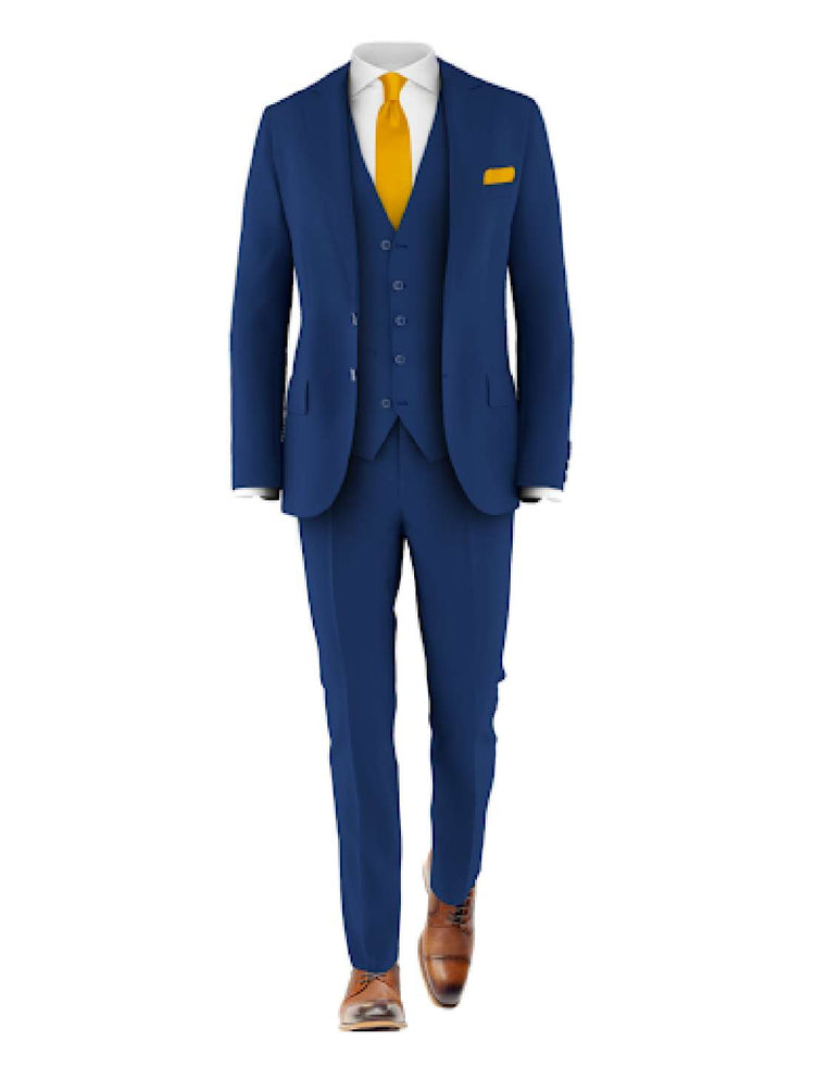 blue suit gold tie